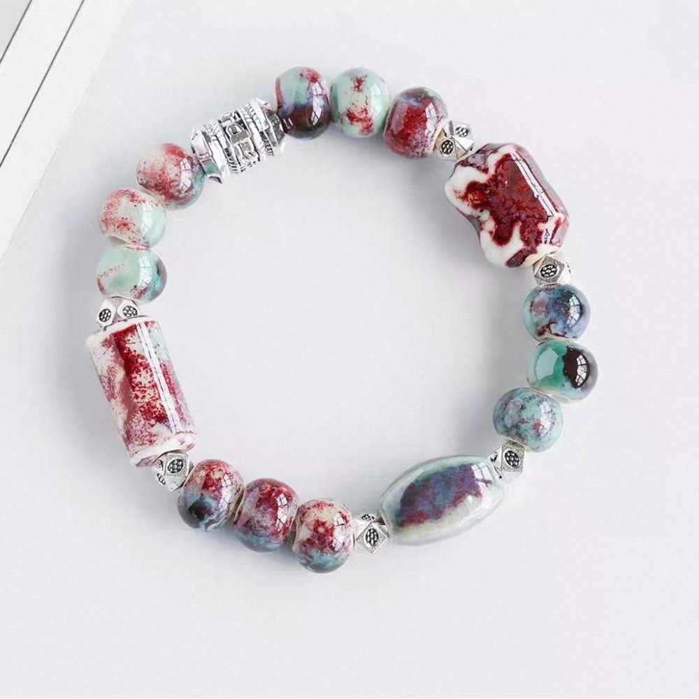 Artisan Multicolor Ceramic Bead Bracelet